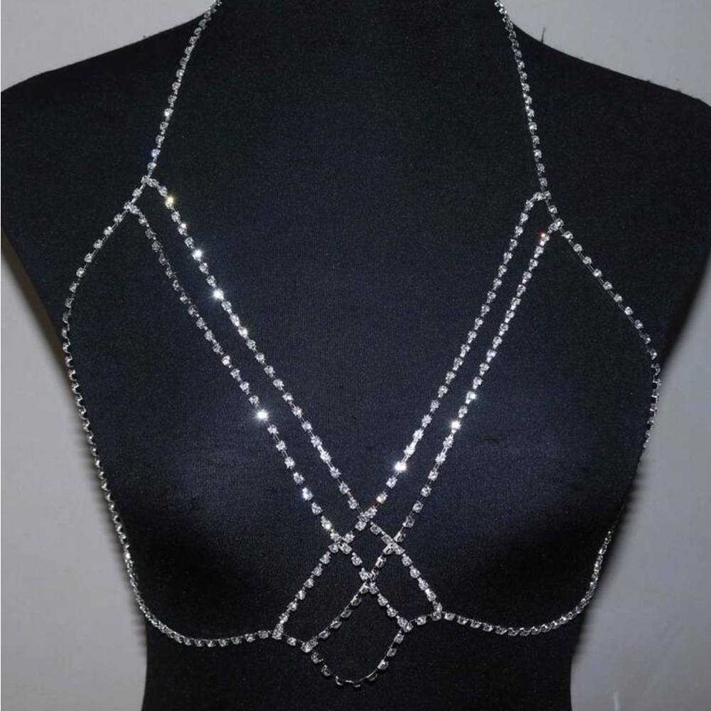Crystal-Strap Decorative Body Chain - Silver - Picture 2 of 3